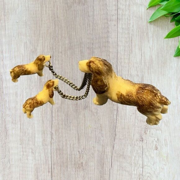 Vintage Tiny Dog Figurines Mom and Puppies Occupied Japan Cocker Spaniel - Picture 3 of 9